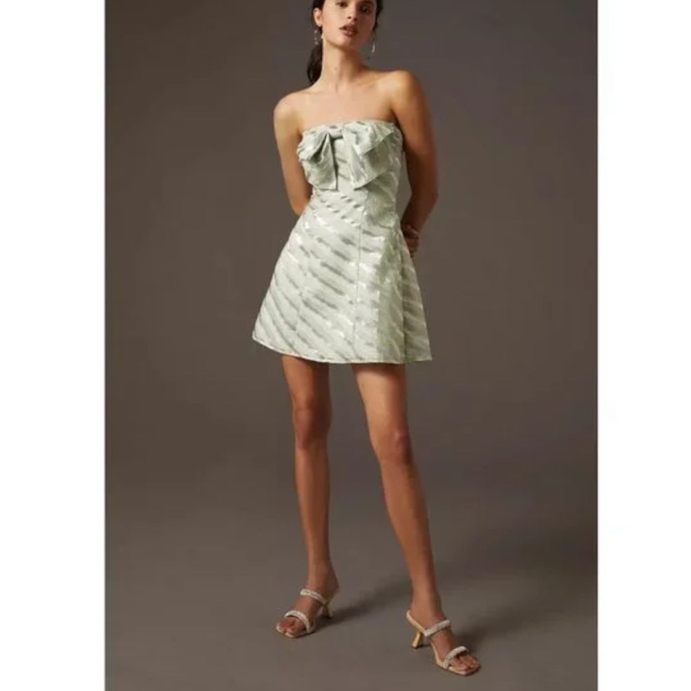 Eva Franco Strapless Mini Dress in Light Green
